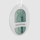 ゴルフプレーヤーゴルフバッグゴルファーモノグラムクリスマス オーナメント (正面)