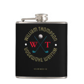 ゴルフプレーヤーブラック用ロゴモノグラム フラスク (正面)