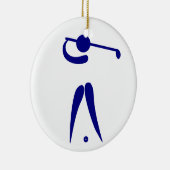 ゴルフプレーヤーブルーホワイトスポーツ,文字と色を追加 セラミックオーナメント (右)