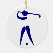 ゴルフプレーヤーブルーホワイトスポーツ,文字と色を追加 セラミックオーナメント (裏面)