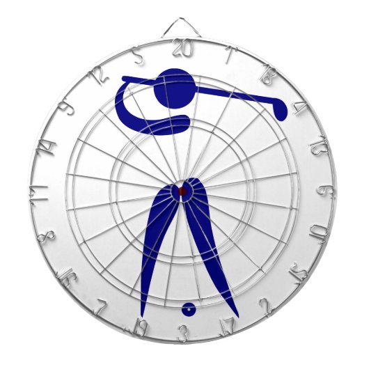 ゴルフプレーヤーブルーホワイトスポーツ，文字と色を追加 ダーツボード (正面)