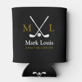 ゴルフプレーヤーモノグラムパーソナライズされたブラック 缶クーラー (裏面)