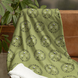 ゴルフプレーヤーkhkiロゴアロバモノグラムのー フリースブランケット