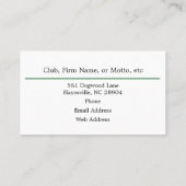 ゴルフプロまたはゴルフ愛好家 名刺 (裏面)