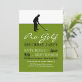 ゴルフプロフェッショナル、ゴルフシルエット、バースデーパーティー 招待状 (スタンド正面)