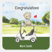 ゴルフベビーおめでとう誕生日ベビーシャワーボーイ スクエアシール (正面)