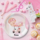 ゴルフベビーガールオンゴルフカートとゴルフバッグピンク ペーパープレート (パーティー)