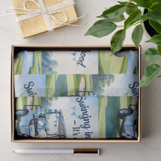 ゴルフベビーシャワーボーイブルーをテーマにしたラッピング紙 薄葉紙 (ギフト)