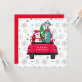 ゴルフペンギン ゴルファー ゴルフカート メリークリスマス カード (正面/裏面インサイチュ)