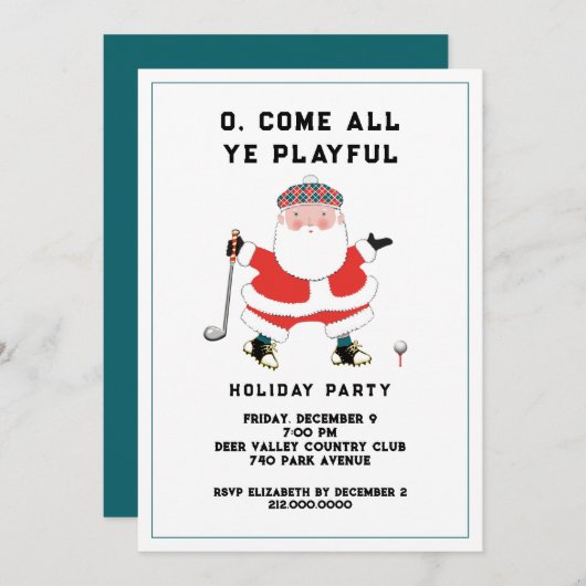 ゴルフホリデーパーティー 招待状 (正面/裏面)