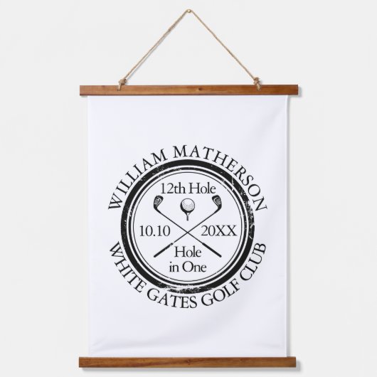 ゴルフホールインワンクラシックパーソナライズされたー 吊り下げ型タペストリー (正面)