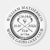 ゴルフホールインワンパーソナライズされたレトロスタンプ マグネット (正面)