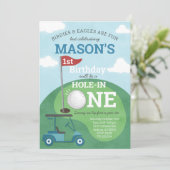 ゴルフホールインワンファースト誕生日パーティーの招待状 招待状 (スタンド正面)