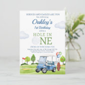 ゴルフホールインワンボーイファースト誕生日パー – ティー 招待状 (スタンド正面)