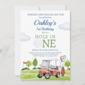ゴルフホールインワンボーイファースト誕生日パー – ティー 招待状 (正面)