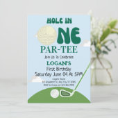 ゴルフホールインワンボーイワンバースデーカスタムパー – ティー 招待状 (スタンド正面)