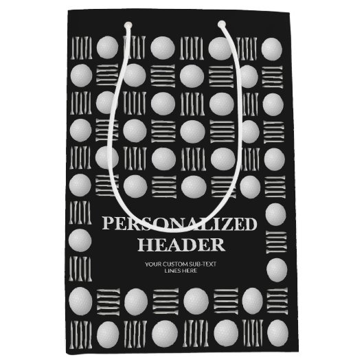 ゴルフボエレガントモダンール&ティーブラックノワール ミディアムペーパーバッグ (正面)