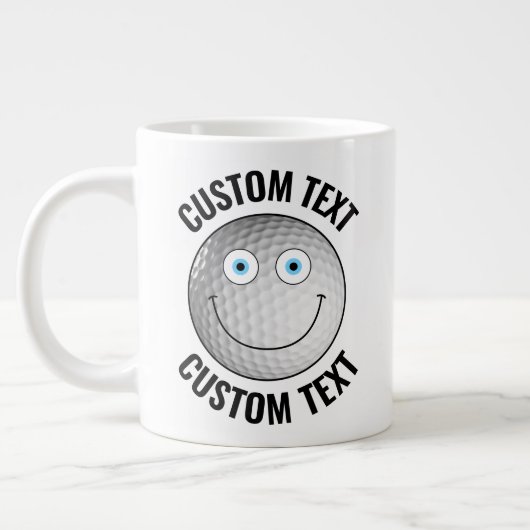 ゴルフボカスタムール顔&パーソナライズされた文字 ジャンボコーヒーマグカップ (左)