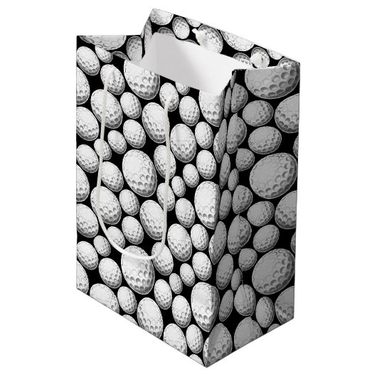 ゴルフボクールールのタイル張りスポーツパターン ミディアムペーパーバッグ (正面アングル)