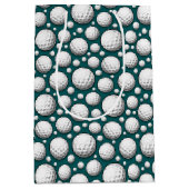 ゴルフボクールールのタイル張りスポーツパターン ミディアムペーパーバッグ (正面)