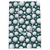 ゴルフボクールールのタイル張りスポーツパターン ミディアムペーパーバッグ (裏面)