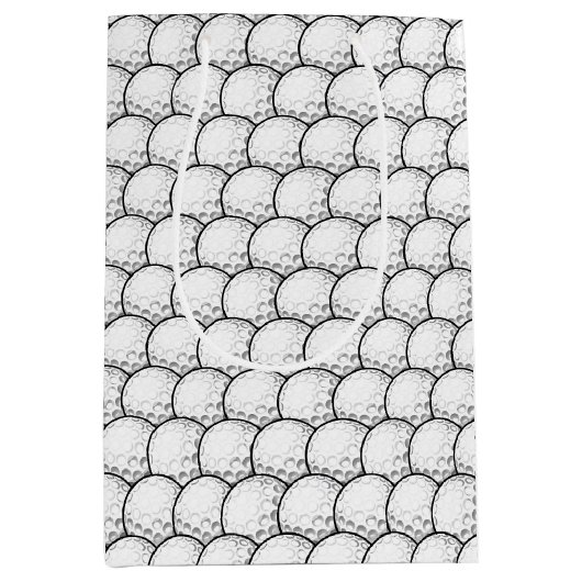 ゴルフボクールールスポーツのタイル模様 ミディアムペーパーバッグ (正面)