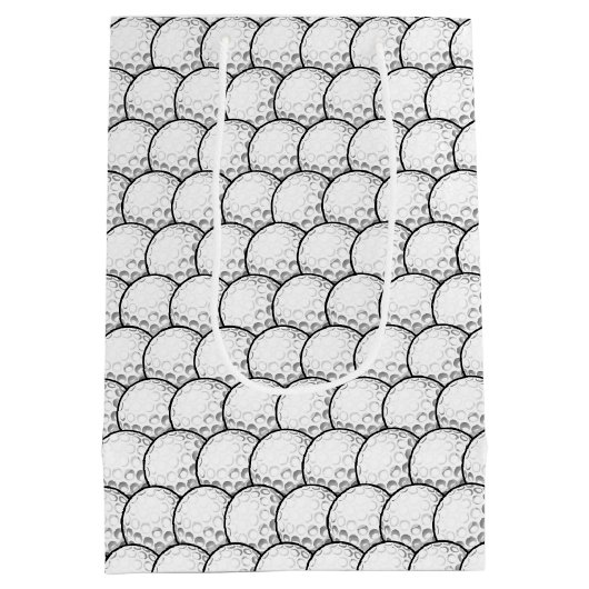 ゴルフボクールールスポーツのタイル模様 ミディアムペーパーバッグ (裏面)