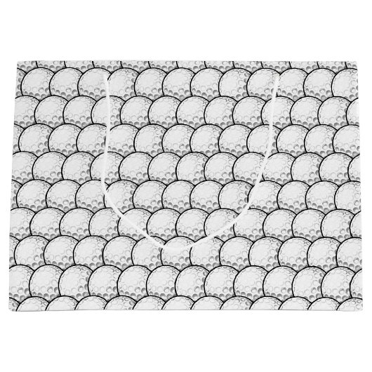 ゴルフボクールールスポーツのタイル模様 ラージペーパーバッグ (正面)