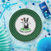 ゴルフボストンテリア(黒)かわいい犬 ペーパープレート (パーティー)