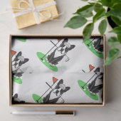 ゴルフボストンテリア（黒）かわいい犬 薄葉紙 (ギフト)