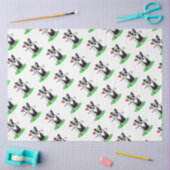 ゴルフボストンテリア（黒）かわいい犬 薄葉紙 (クラフト)