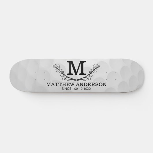 ゴルフボパーソナライズされたールパターン名モノグラムエイジ スケートボード (横)