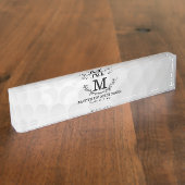 ゴルフボパーソナライズされたールパターン名モノグラムエイジ デスクネームプレート (側面)