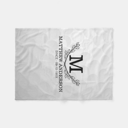 ゴルフボパーソナライズされたールパターン名モノグラムエイジ フリースブランケット (正面(横))