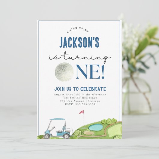 ゴルフボーイファースト誕生日招待状 招待状 (スタンド正面)