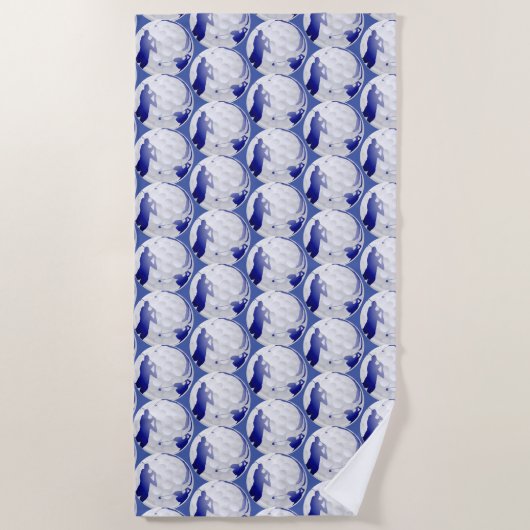 ゴルフボールおもしろいゴルファーのアートパターン ビーチタオル (正面)