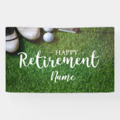 ゴルフボールがグリーンでゴルフを楽しめる退職 横断幕 (横)