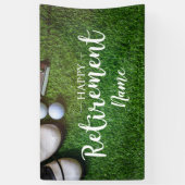 ゴルフボールがグリーンでゴルフを楽しめる退職 横断幕 (縦)