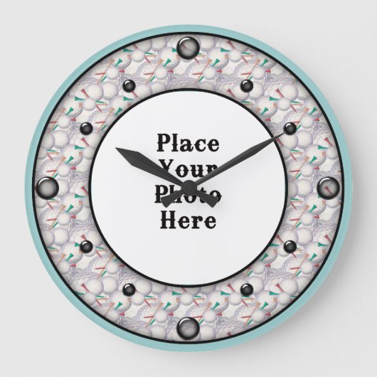 ゴルフボールがフォトウォールの時計をフレーム ラージ壁時計 (正面)