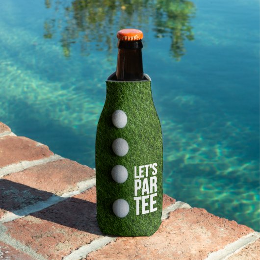 ゴルフボールが緑の芝生の上に乗った"Let's Par Tee" ボトルクーラー (インサイチュ プール)