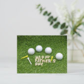 ゴルフボールでゴルファーに幸せな父の日 ポストカード (スタンド正面)