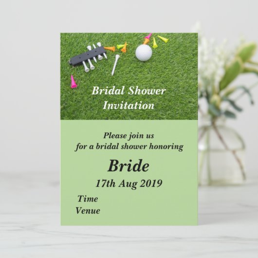 ゴルフボールとのゴルフのブライダルシャワー招待 招待状 (スタンド正面)
