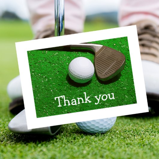 ゴルフボールとアイロンをグリーンサンキューカード サンキューカード