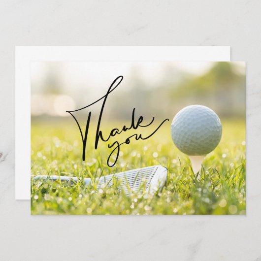 ゴルフボールとアイロンをグリーンサンキューカード サンキューカード (正面/裏面)