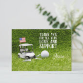 ゴルフボールとアメリカ国旗を備えたゴルフカー感謝していト サンキューカード (スタンド正面)