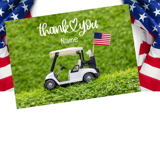 ゴルフボールとアメリカ国旗 サンキューカード