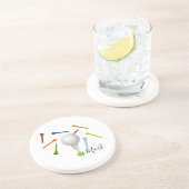 ゴルフボールとカラフルティーオンホワイト  コースター (側面)