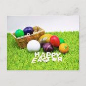 ゴルフボールとカラフル卵を備えたゴルフハッピーイースター ポストカード (正面)