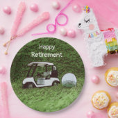 ゴルフボールとカートを使ったゴルフ·ハッピー·リタイアメント ペーパープレート (パーティー)