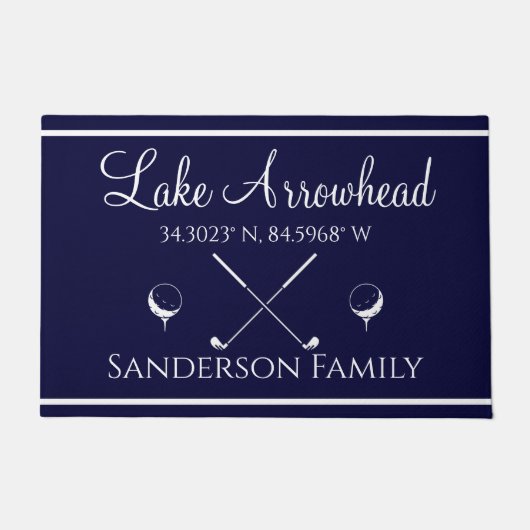 ゴルフボールとクラブゴルファーの装飾 ドアマット (正面)